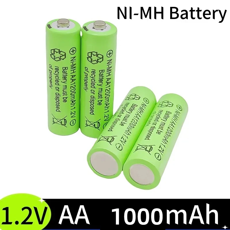 1,2 V 1000 mAh AA Ni-MH-Akkus, Nickel-Hydrogen-Ersatzzellen für Taschenlampen, Fernbedienungen, Spielzeug, Haushalt