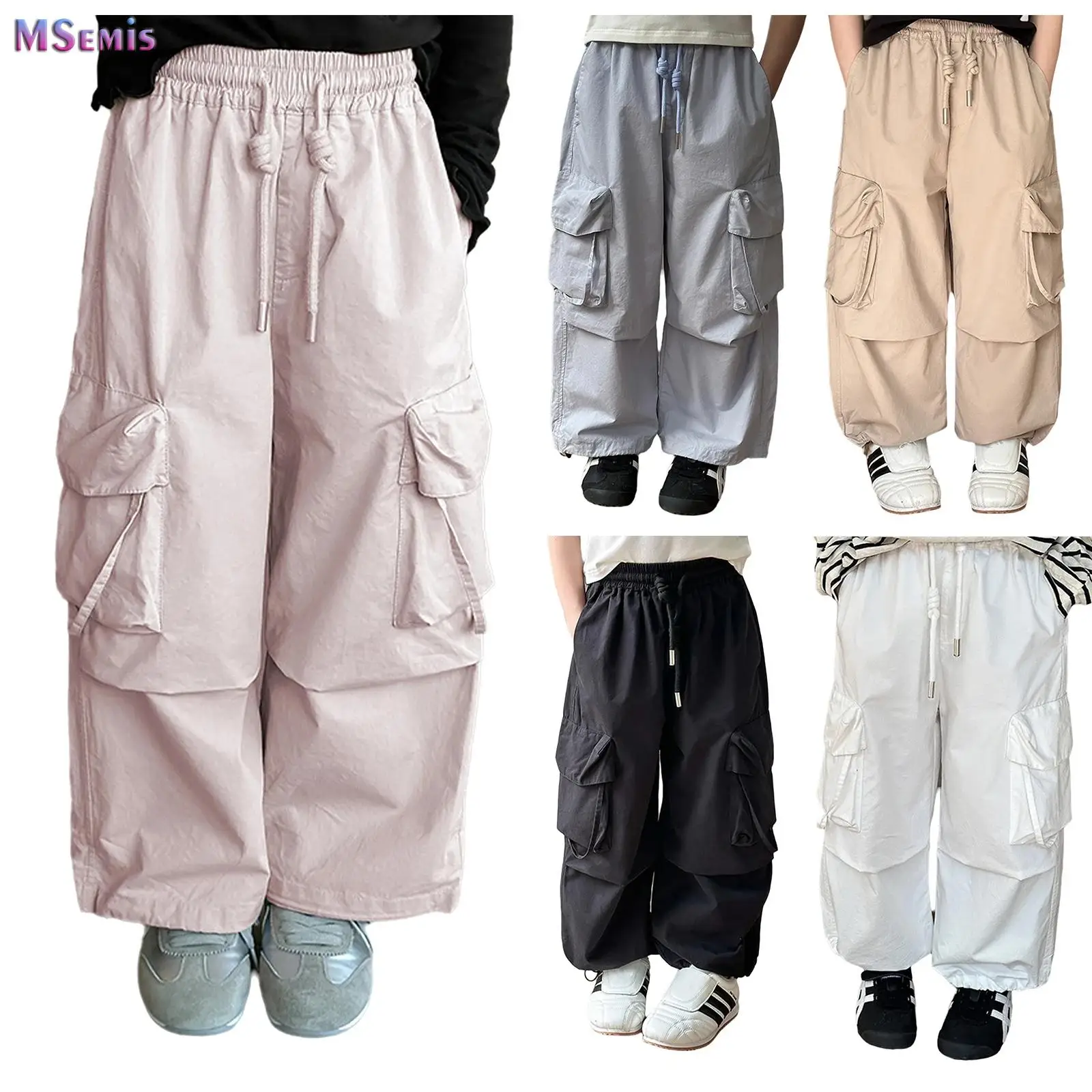 

Retro Vintage High Street Baggy Pants Fashion Boys Girls Drawstring Pocket New Pant Casual Streetwear Loose Jogger Trousers