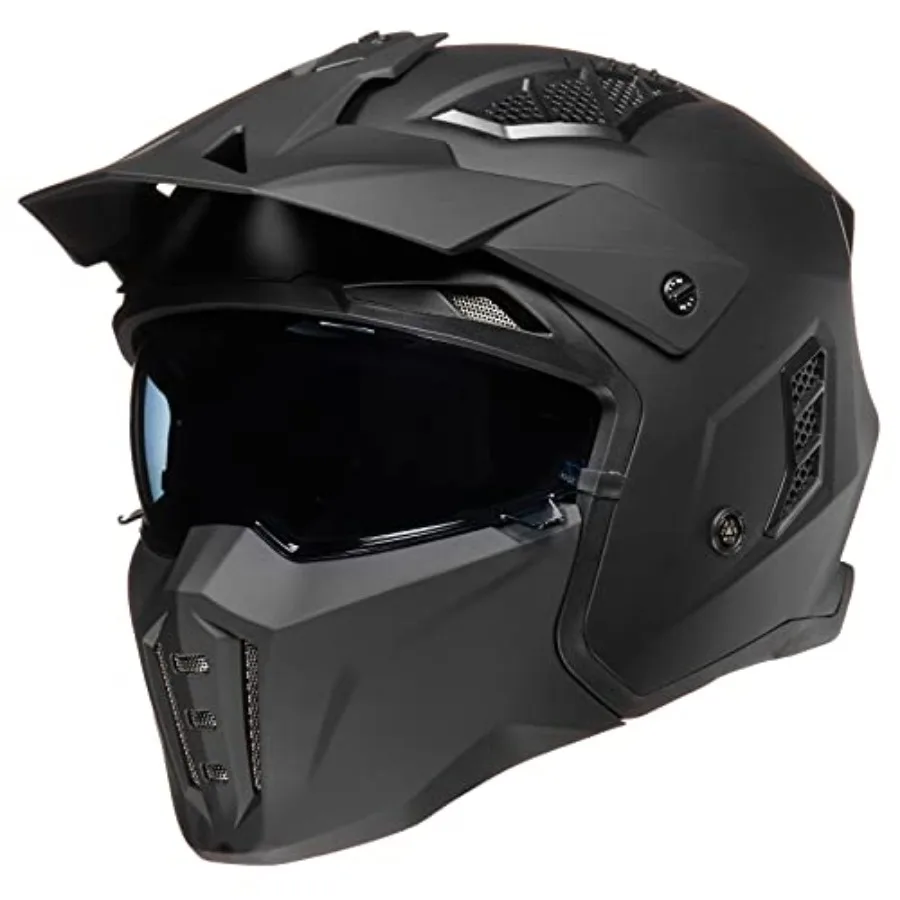 

Open Face Motorcycle 3/4 Half Helmet for Men Women Vintage Retro with Visor for Moped ATV Cruiser Scooter DOT Model Z302 Matte