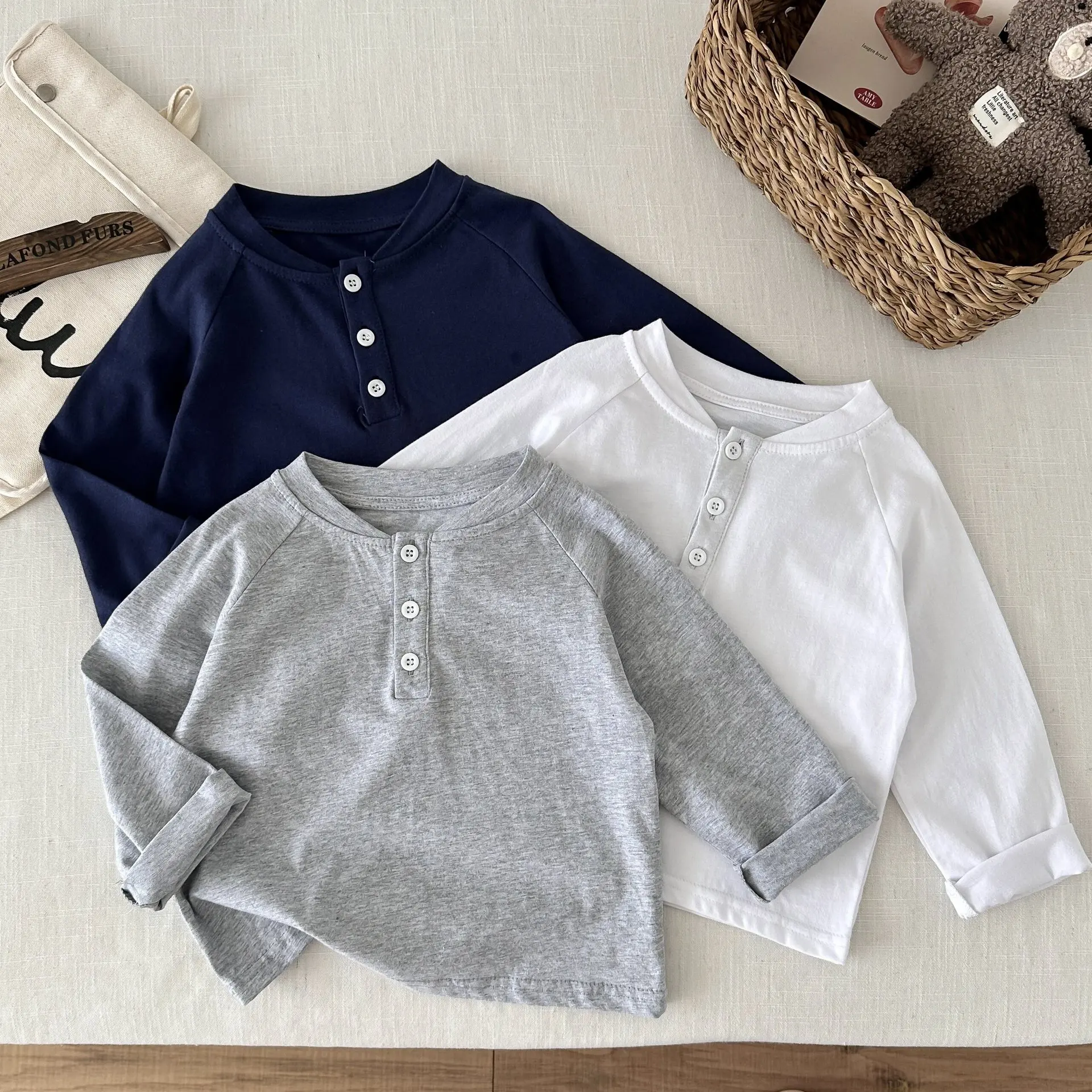 

2025 Autumn New Children Long Sleeve T Shirts Solid Boys Girls Polo Shirts Kids Casual Tops Baby Cotton Tee Toddler Clothes