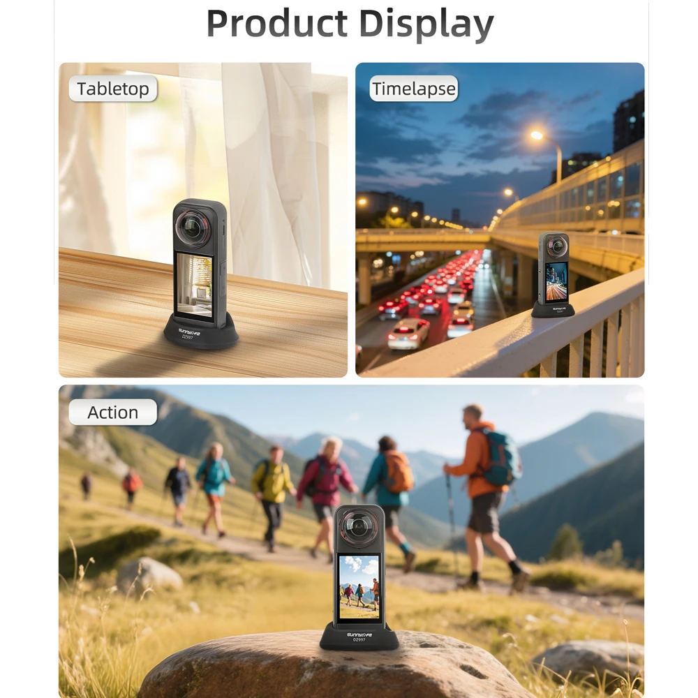 Sunnylife Car Desktop Base For Insta360 X5 Silicone Stand Base Protective Holder For Insta 360 X4 X5 Action Camera Accessories