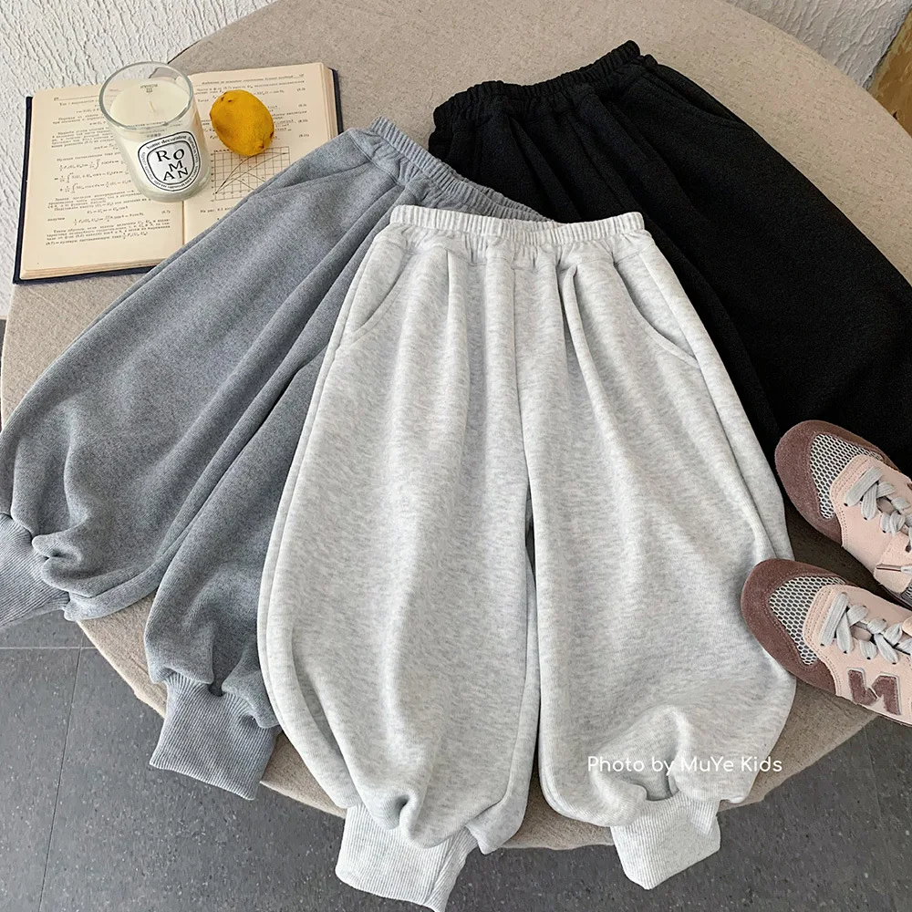 

Детские штаны для маленьких мальчиков, 2025 г., зимние однотонные толстые теплые брюки для маленьких мальчиков, повседневные универсальные штаны с эластичной резинкой на талии, детские штаны для мальчиков от 1 до 12 лет