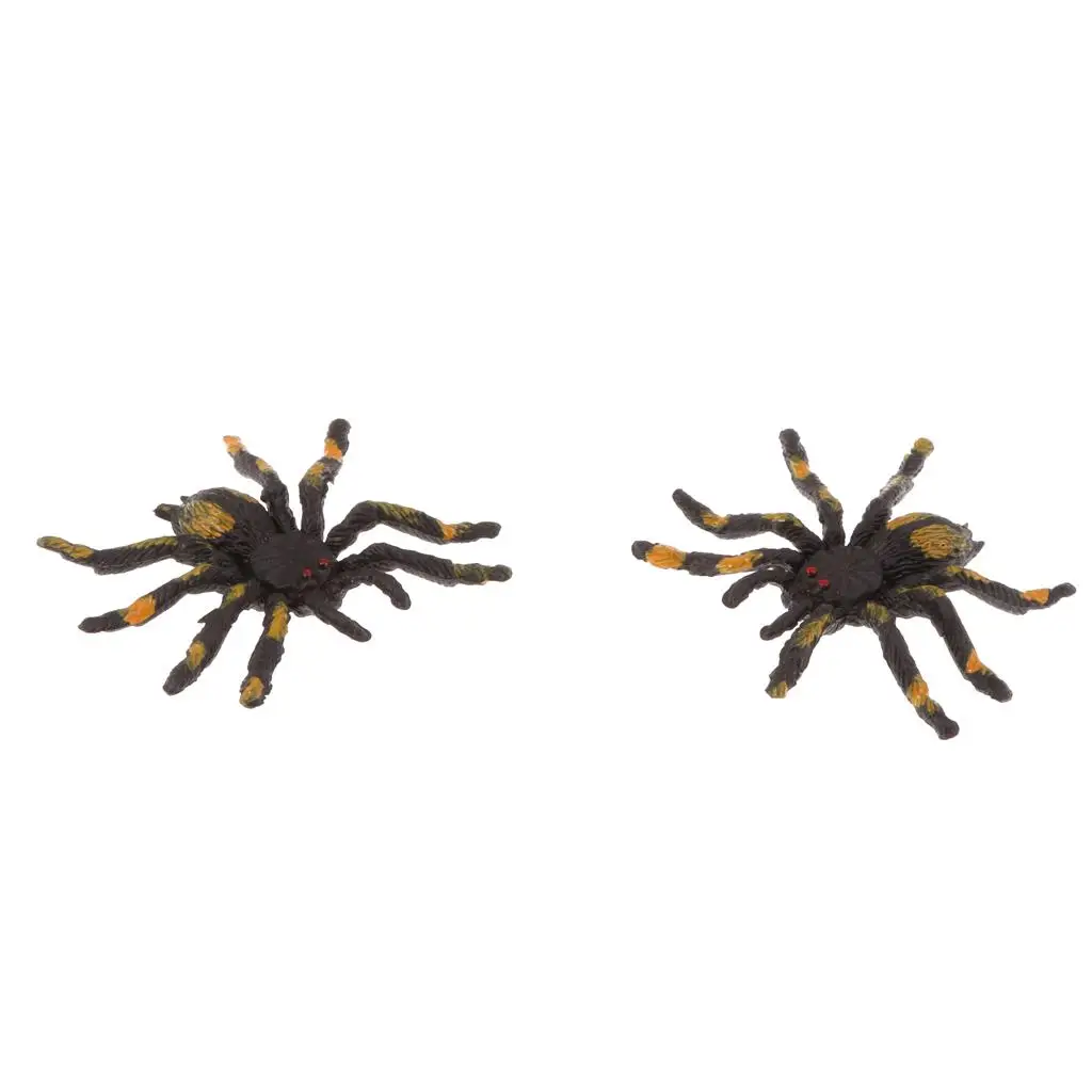 Set of Vivid Plastic Spider Miniature Models Educational Fake Toys for Kids Halloween Prank Classroom Use