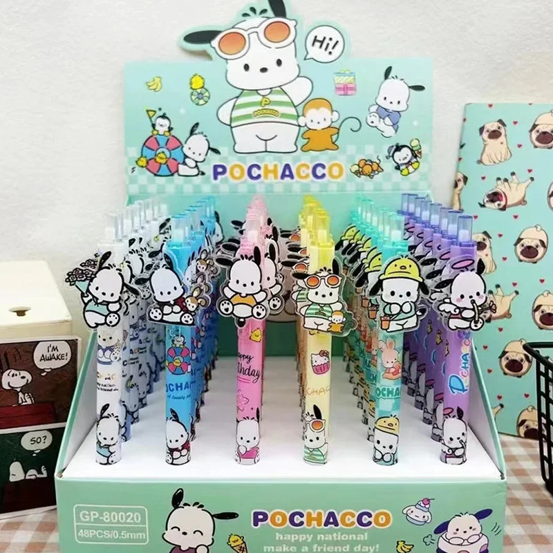 6 Pcs/Set Sanrio Pochacco 0.5mm Gel Pens Kawaii Anima Dog Black Pen School Student 0 office Stationery Supplies Kids Gift