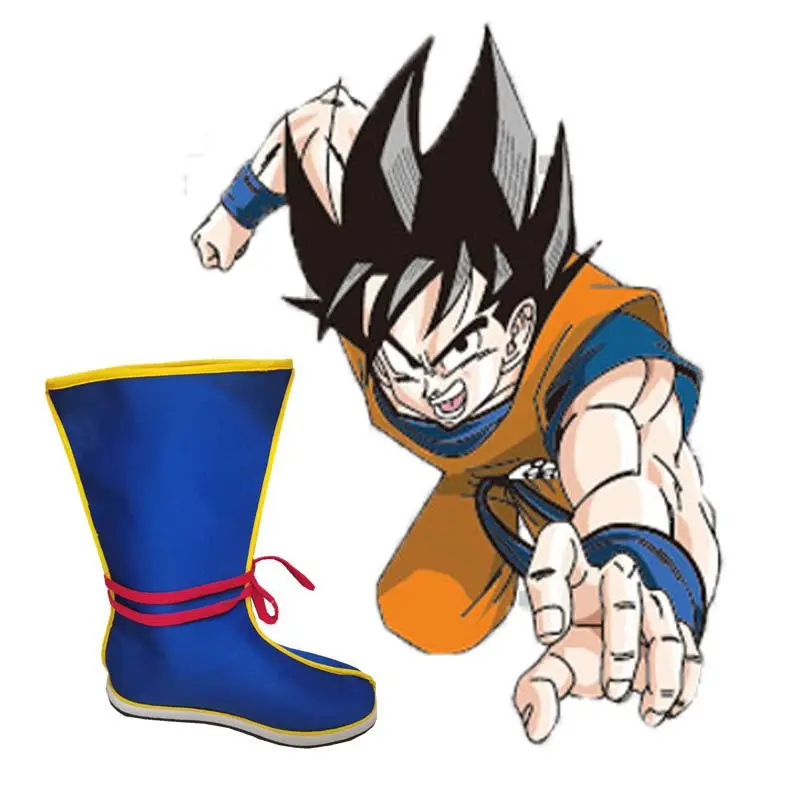 Botas de Anime Dragon Ball Z Goku, Botas Tradicionales Azules de Media Caña con Correa de Amarre Colorida, Zapatos a Juego con el Atuendo Saiyan, Disfraz de Cosplay
