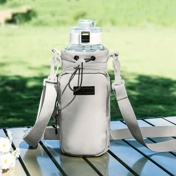 Bolsa para botella de agua portátil con correa ajustable para el hombro, funda térmica para taza de vacío, funda protectora aislada