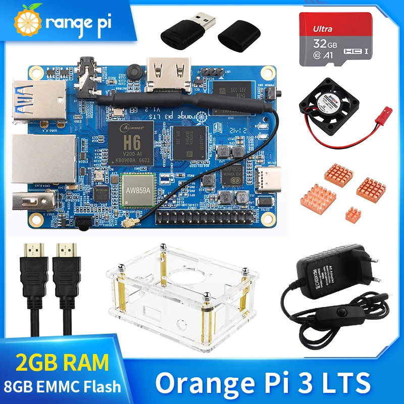 

Orange Pi 3 LTS 2GB RAM 8GB EMMC 1.8Ghz AllWinner H6 WIFI BT5.0 Gigabit Ethernet USB3.0 2.0 Run Android 9.0 Ubuntu Debian OS