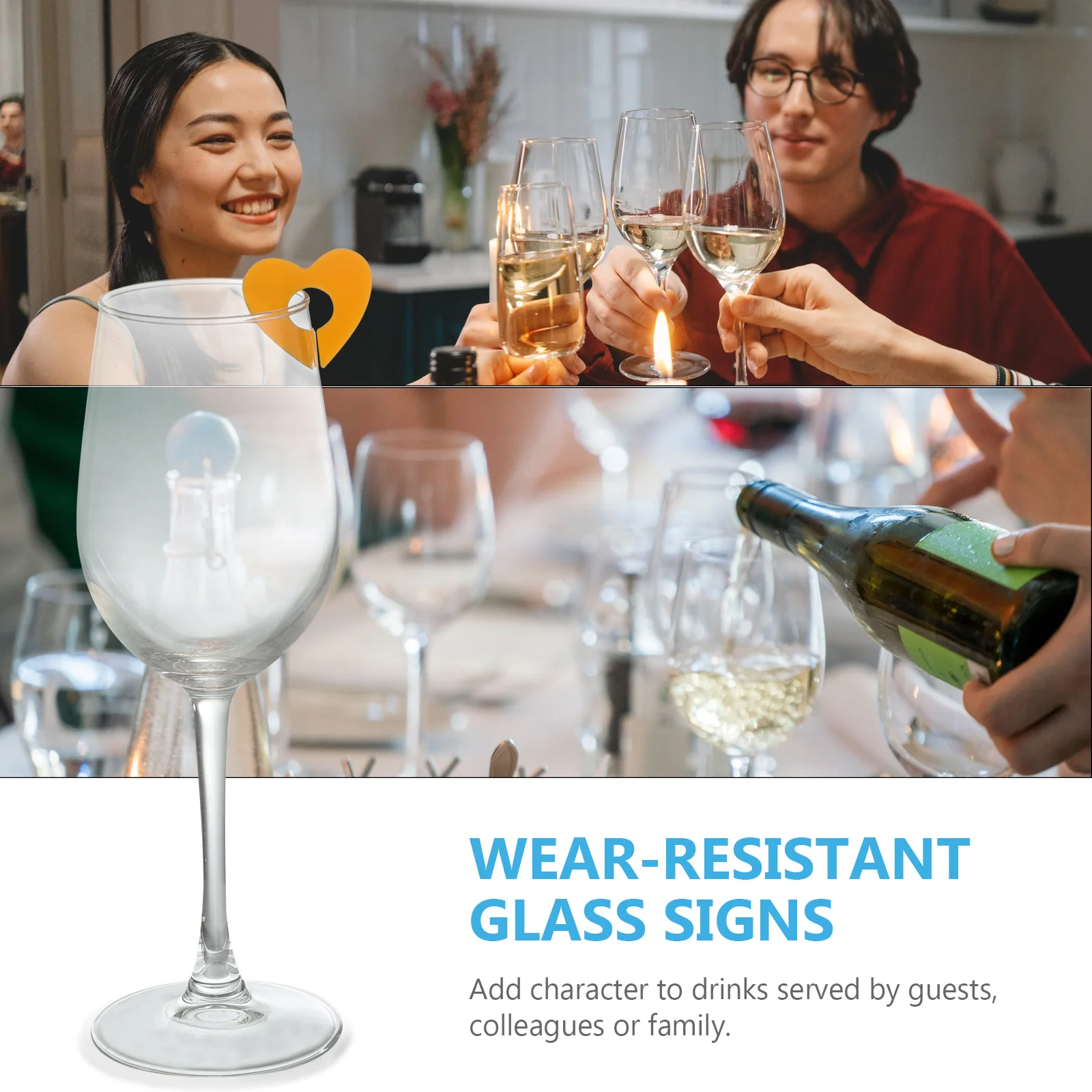 

2Sets Wine Glass Markers Silicone Wear-Resistant Reusable Party Glass Identifiers Creative Cup Signs for Bar Home Restaurant