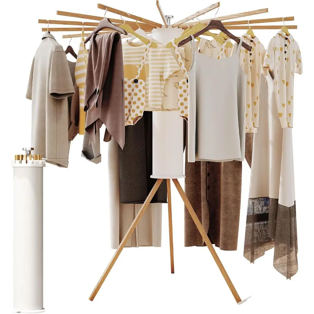 

Clothes Drying Rack, Laundry Drying Rack, Drying Rack Clothing (16 Wood Poles), Clothes Hanger Rack, Laundry Rack, Collapsible,