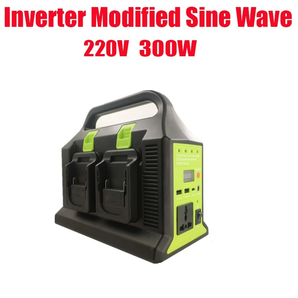 300W Dual Sine Wave Inverter for Makita 18V Battery To AC 220V USB PD3.0 Tpye-C Power Bank Converter with Light