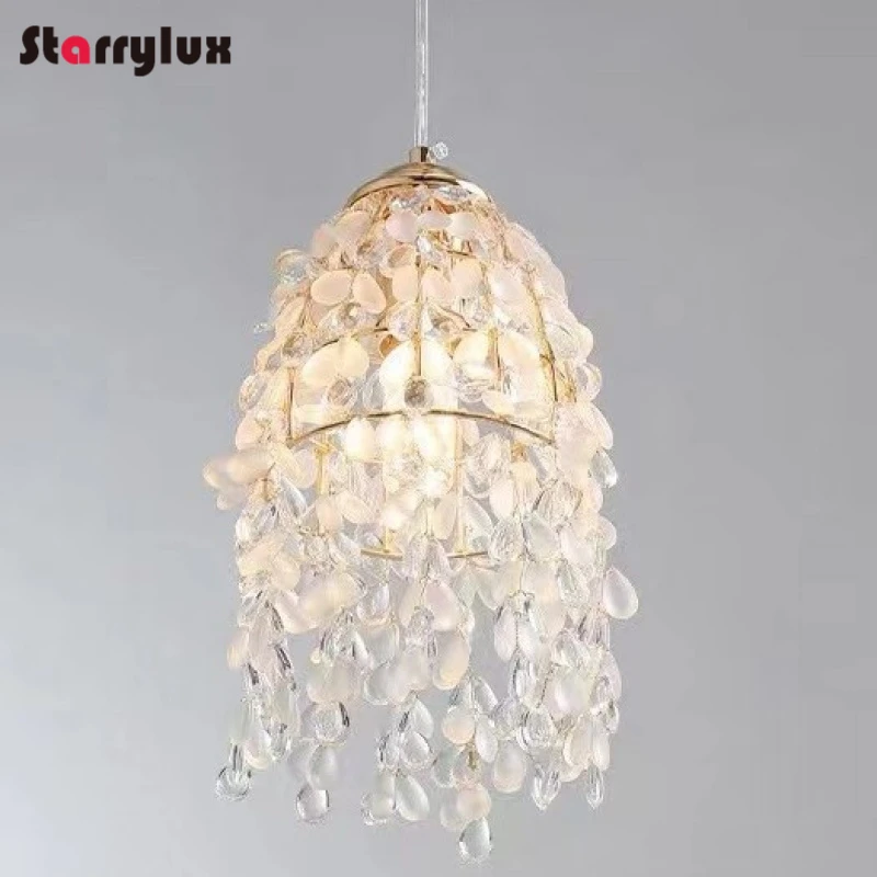 

Luxury French Crystal Pendant Light, Waterdrop Chandelier for Bedroom Hallway, Vintage Decor,Decoration Lamp