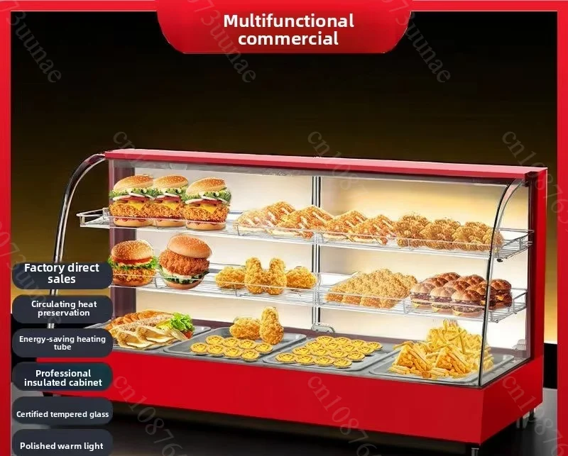 Commercial Constant Temperature Food Warmer Countertop Heating Display Cabinet Small Insulation Box for Stall Burger Food