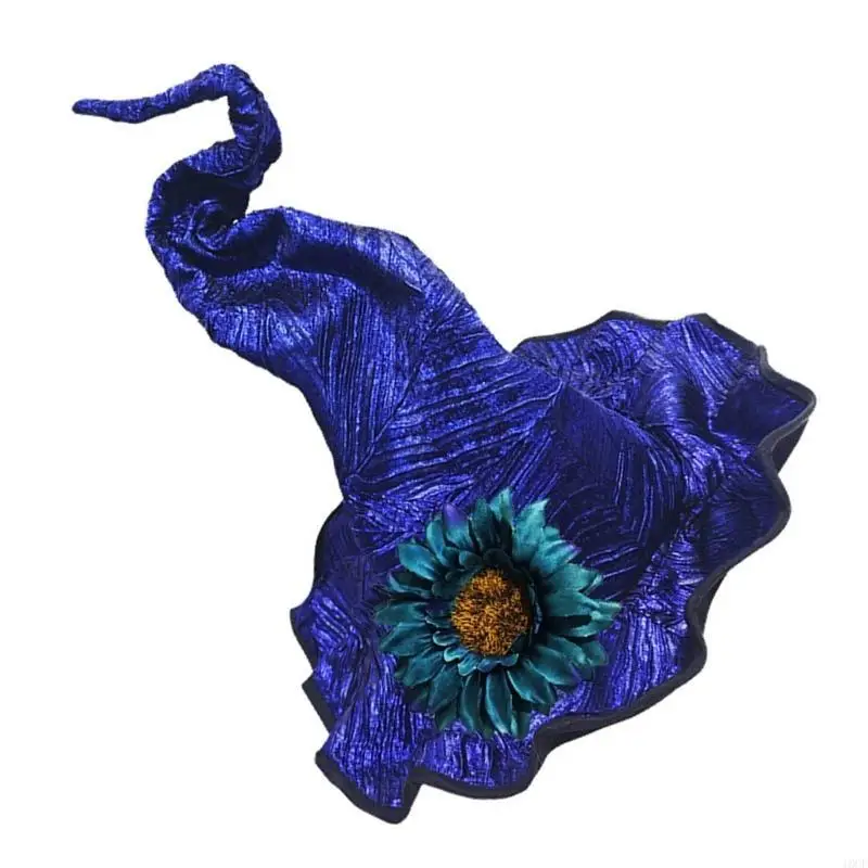 Classical Witch Hat Twisted Wizard Hat with Flower For Women Special Occasion
