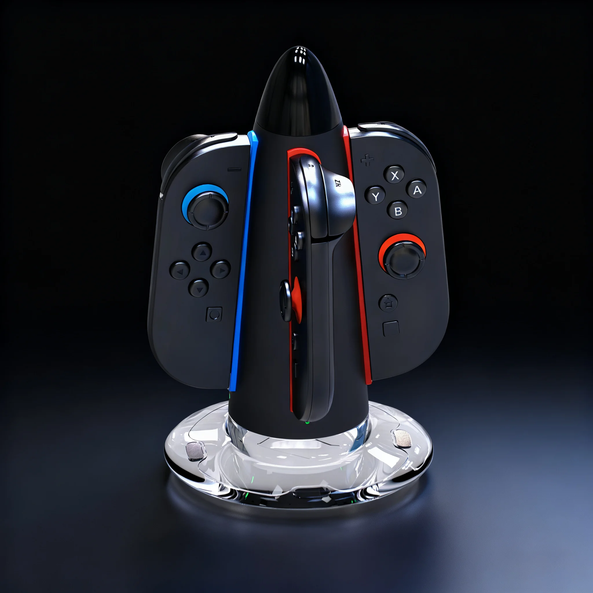 Charging Stand for Switch 2 , STK-DZ605 4 In 1 Rocket-Shape Joy Con Charging Stand with RGB Lighting & Magnetic Connection