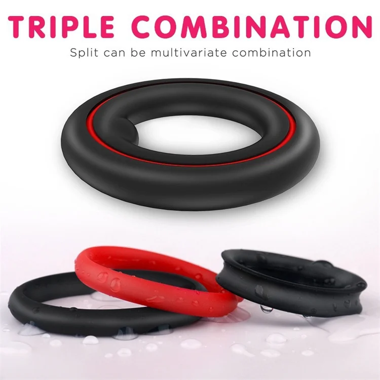 3Pcs Penis Ring Set Small To Big Silicone Triple Flexible Penis Ring Sex Toys Men,cock Penis Rings Product For Male