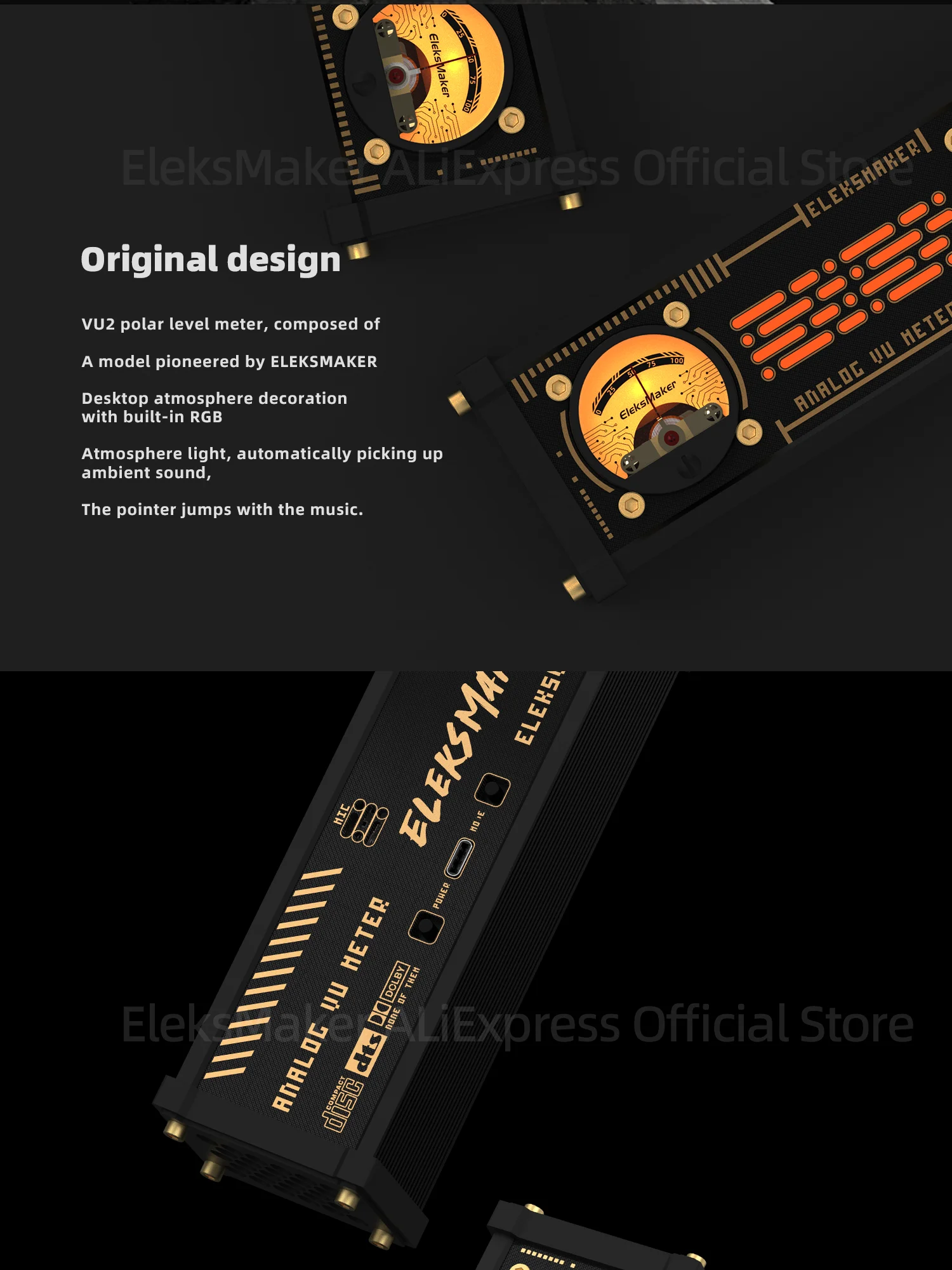 Eleksmaker Eleksvu2 level meter, pickup meter, pickup lamp, RGB light level, voice controller, VU meter head with backlight