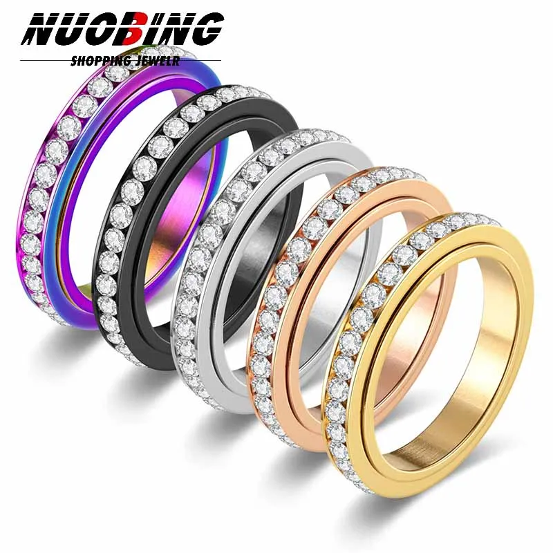 

Women's Wedding Top Ring Bright Cubic Zircon High Quality Women's Ring Anxiety Custom Name Jewelry Rotatable