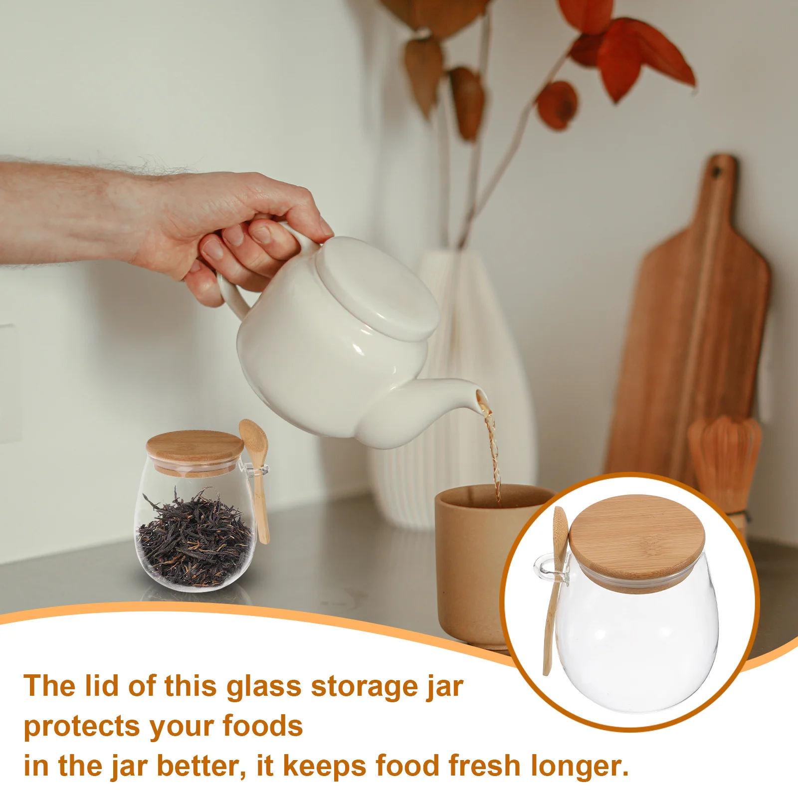 Glass Storage Jar with Sealed Lid Transparent Tea Canister Wide Mouth Kitchen Candy Coffee Container Glass Jar