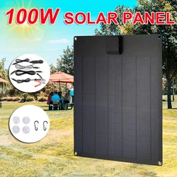 100W 18V Flexible Solar Panel Portable USB 5V 2A Battery Charger Solar Cell Mobile Phone Camping Solar Charging Panel DC Cable