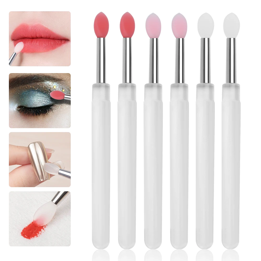 1/3 PCS Portable Silicone Lip Brush With Cover Soft Multifunctional Lip Balm Applicator Lipstick Lipgloss Eyeshadow Makeup Brush