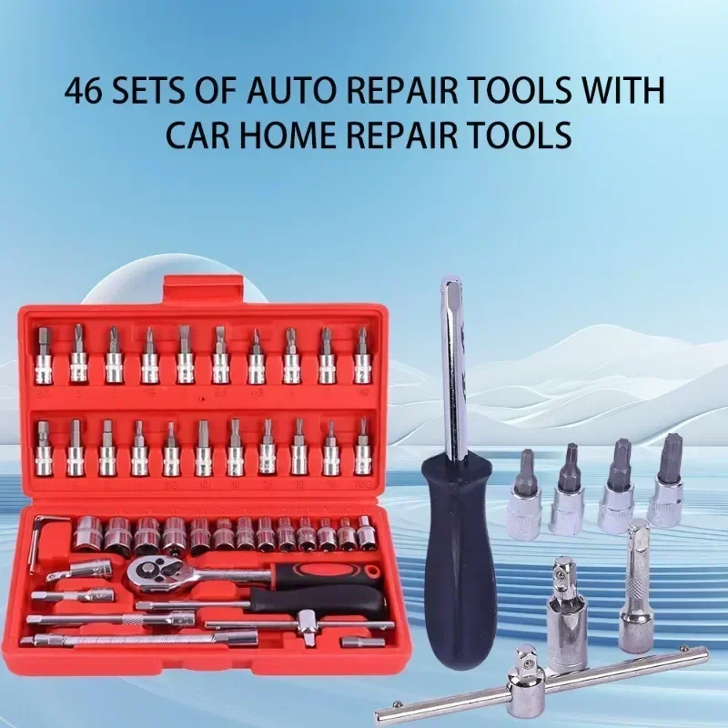 

46pcs Ratchet Wrench Tool Combination 1/4 Inch Small Fly Ratchet Torque Screwdriver Wrench Auto Repair Home Mechanical Tool Kit