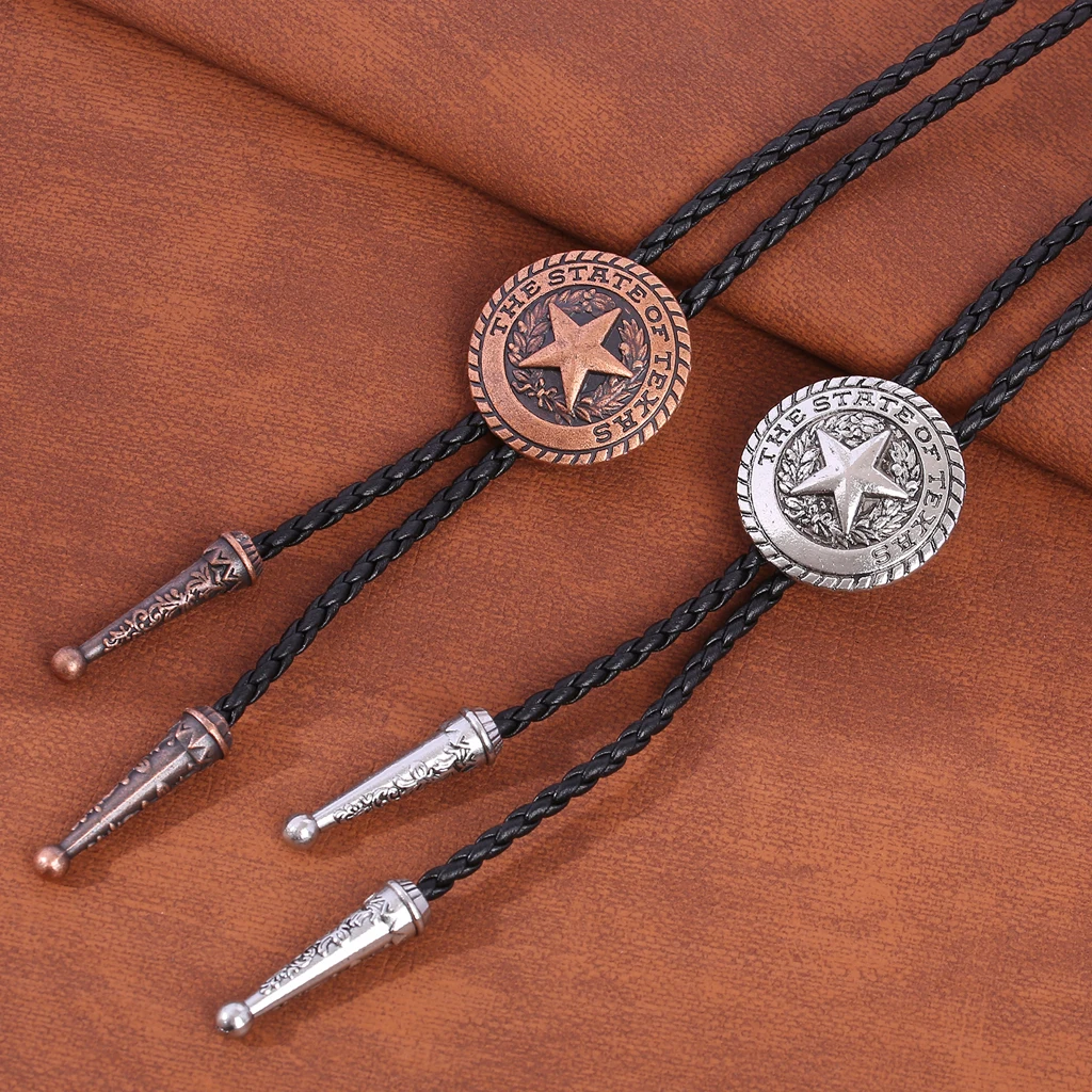 New TEXAS pentagram bolo tie