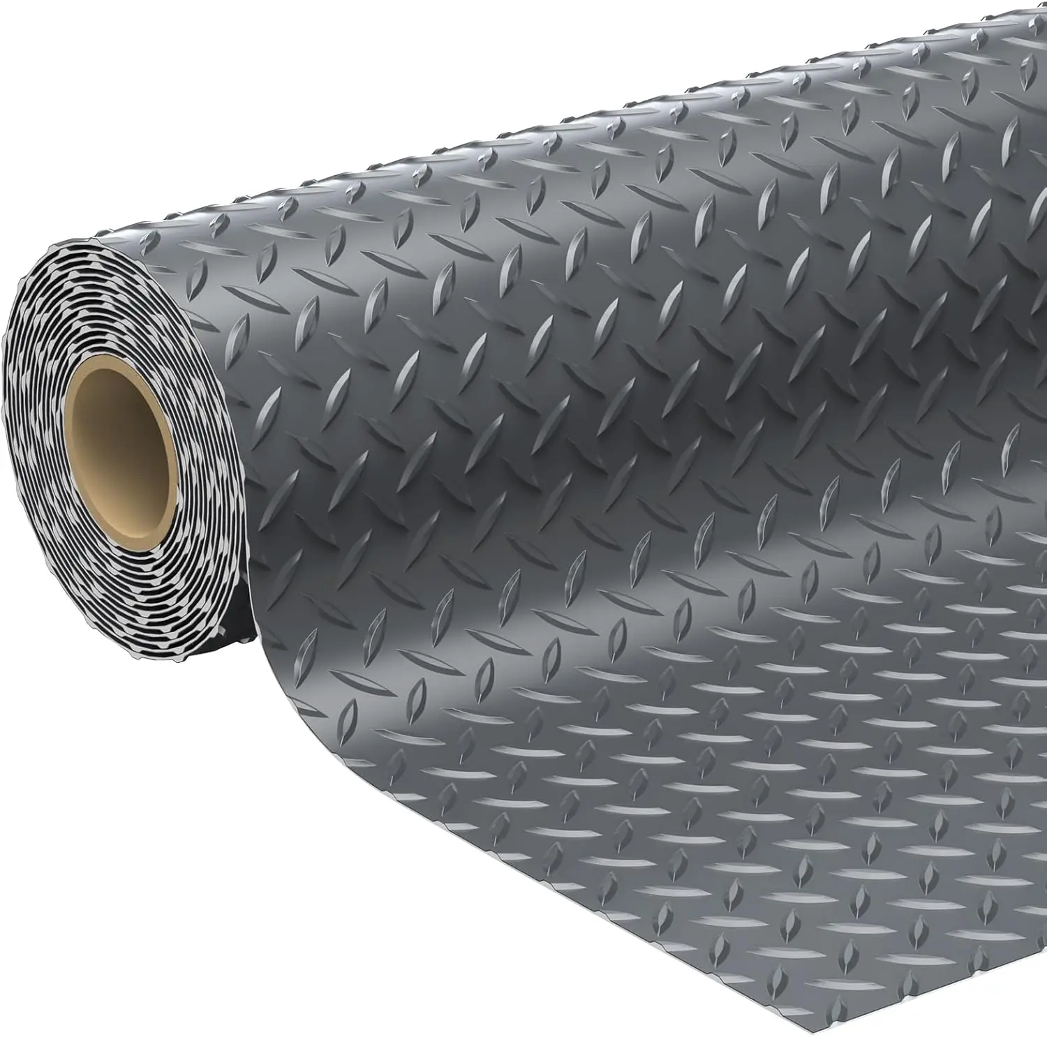 7.8 x 22 FT Garage Floor Mat, 2.8mm Thickness Diamond Plate Vinyl Garage Flooring Roll for Under Car, Large Size 172 SQFT