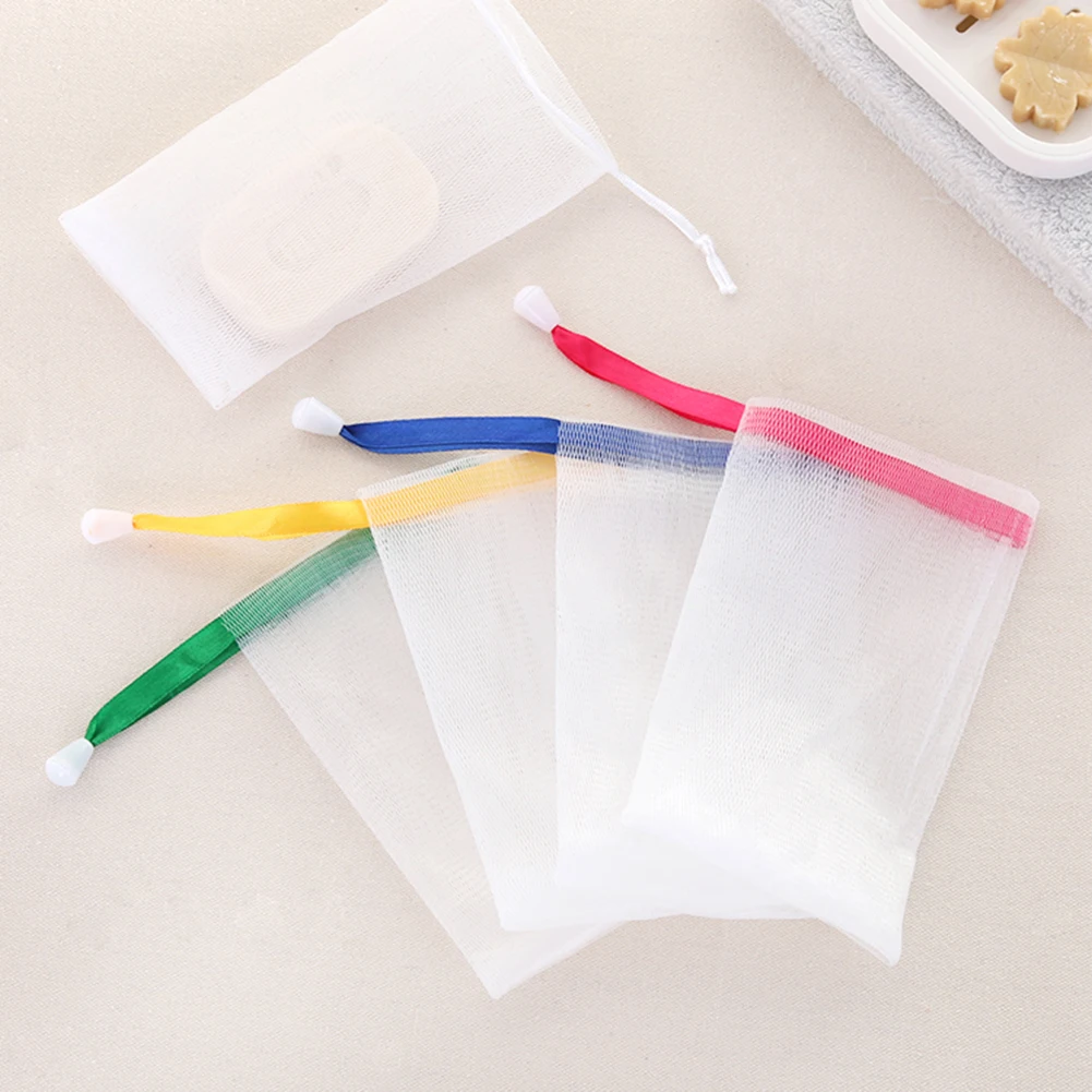 Pendurado Branco Nylon Espuma De Malha, Sabão Net, Mesh Bag para Limpeza Rosto, Fontes Do Banheiro, 1-10Pcs