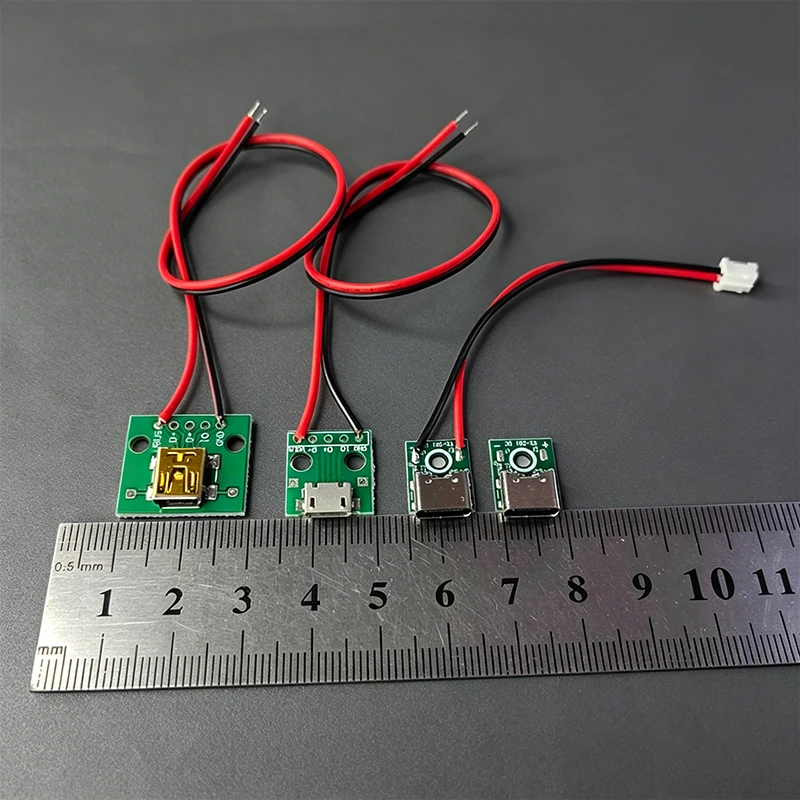 1-5PCS Micro/Mini/Type-C Female Connector Jack Charging Port USB Type C Socket With Solder Wire PH2.0 Line Length 8cm