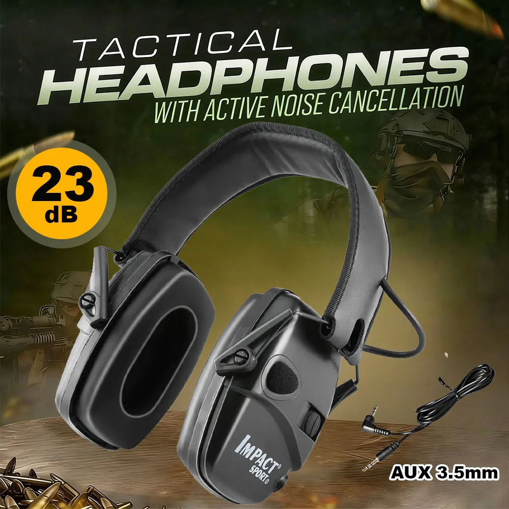 

Тактические электронные наушники для стрельбы с активным шумоподавлением и звукоснимателем, 22 дБ NRR, для охоты, работы, активного отдыха