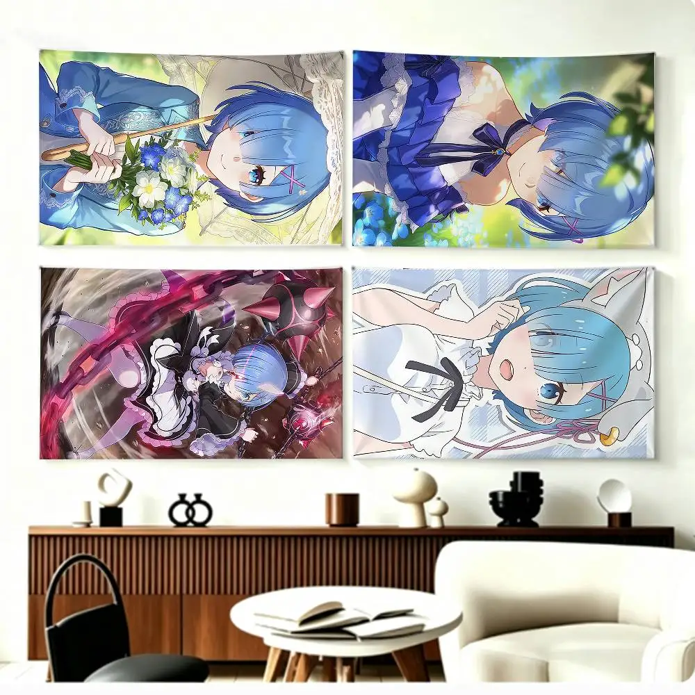 COOL Re Zero R-Rem Flags Wall Hanging Background Art Banner for Bedroom Home Outdoor Decor