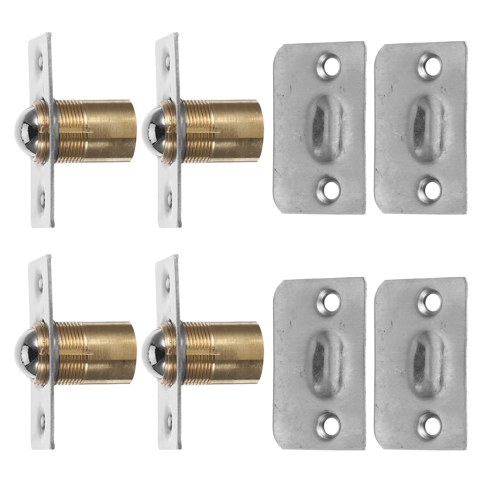 

4 комплекта регулируемых дверных защелок из нержавеющей стали для шкафов и гардеробов, бесшумные, износостойкие, невидимые