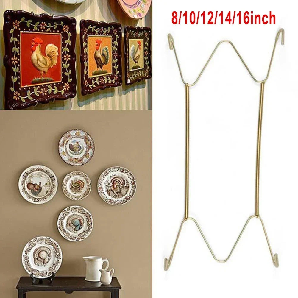 Display Plate Dish Hangers Holder W-shaped Wall Decorative Invisible Spring Hanging Hook Kitchen Supplies 8/10/12/14/16 Inch