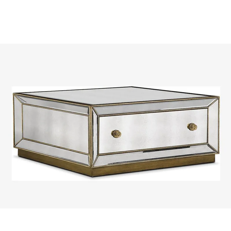 European neoclassical mirror coffee table antique gold coffee table Internet celebrity mirror furniture