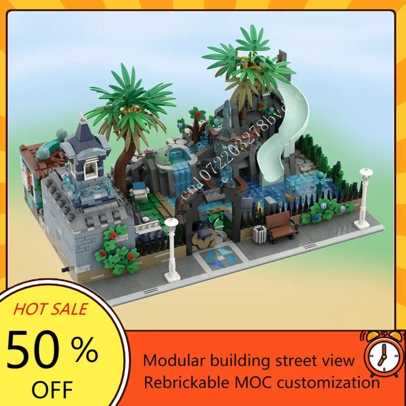 2368PCS Modular Swimming Pool Modular MOC Creative street view Model Custom Puzzle Architecture DIY Education Model Toys Gifts