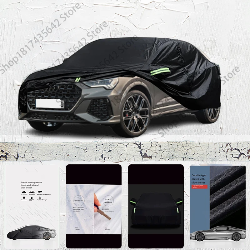 

For Audi RS Q3 Fit Outdoor Protection Full Car Covers 210T Snow Cover Sunshade Waterproof Dustproof Exterior Car cover Black