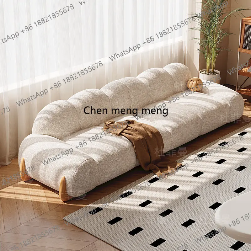 

Japanese Straight Natural Wood Modern Minimalist Sofa Living Room Cream Color Scratch Resistant Teddy Sofa Home Furniture