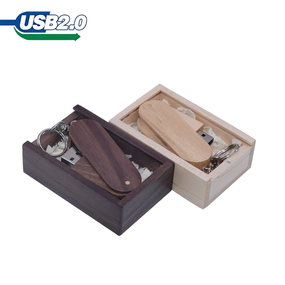 wooden spin + box USB 2.0 High speed Real capacity pendrive High 4GB 8GB 16GB 32GB 64GB 128GBusb flash drive wedding gift