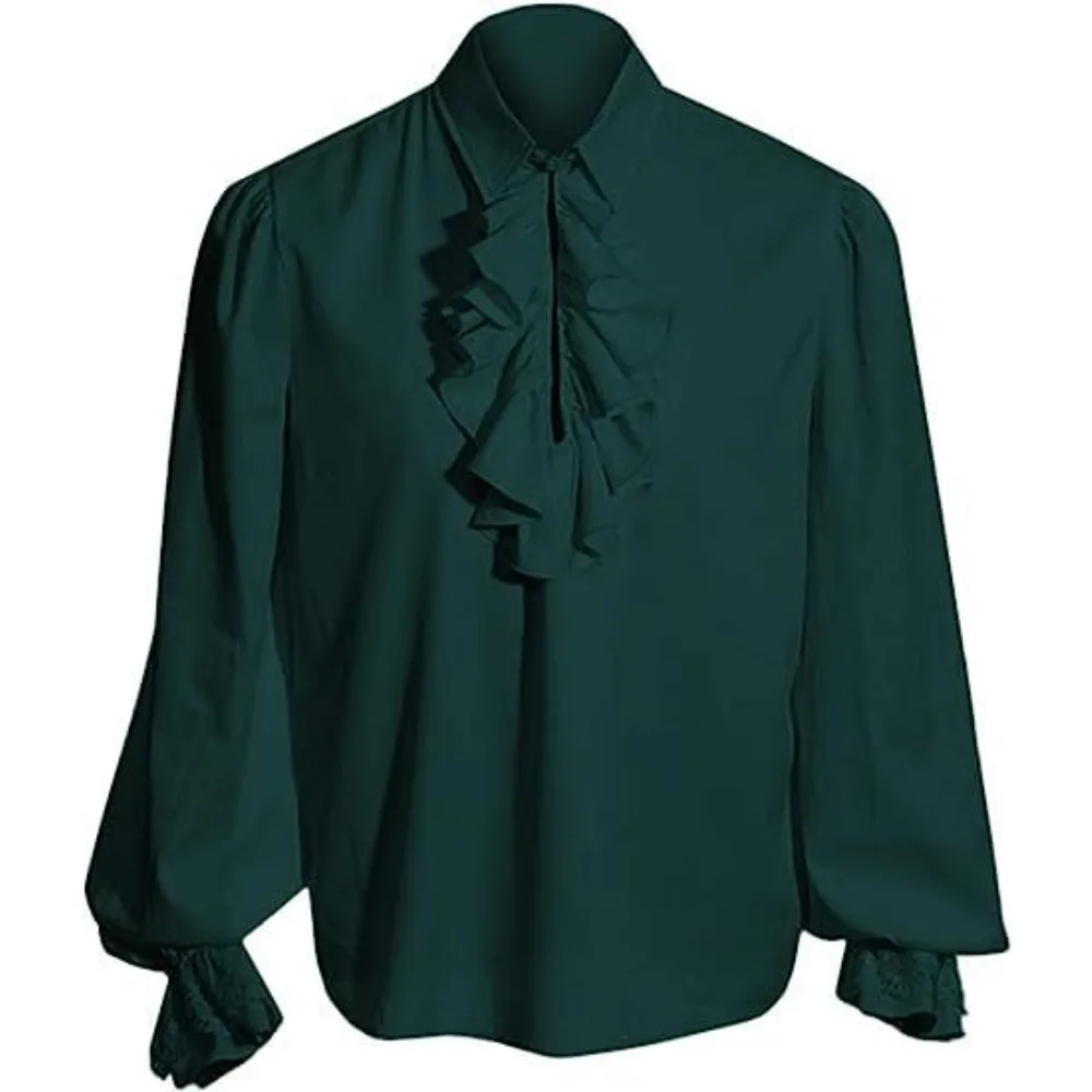 Women's European-Style Shirt - French Ruffled Collar, Lace Ruffled Cuffs, Halloween Vampire Costume for Stage Performances