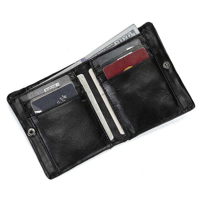 Men's RFID Cowhide Card Holder Wallet with Coin Purse description 5