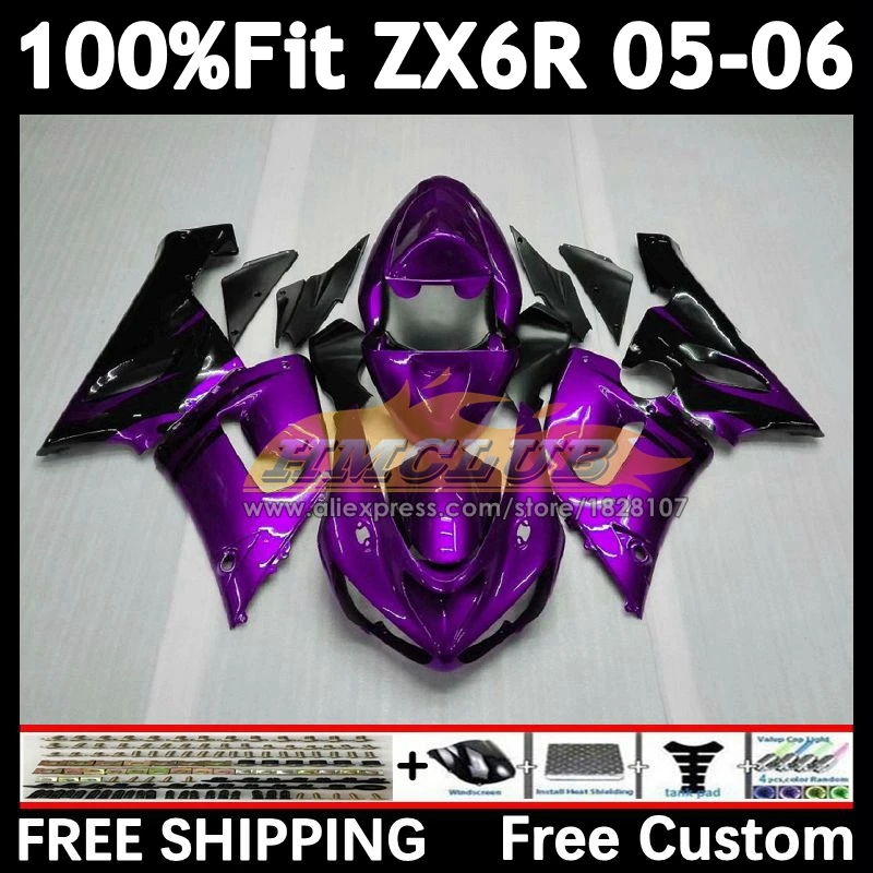 Injection Body For KAWASAKI NINJA ZX-636 ZX-6R 2005 purple flames 2006 156No.95 ZX600 ZX 636 6R ZX636 ZX-600 ZX6R 05 06 Fairings