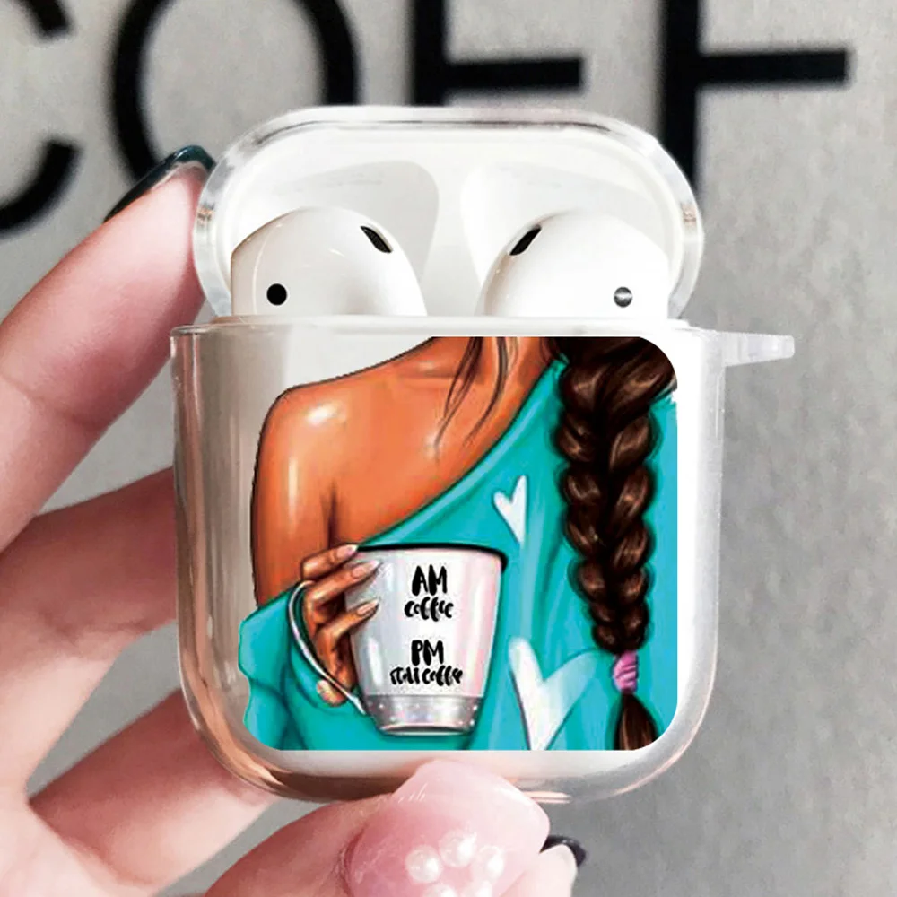 Funda de silicona transparente para Airpods 1 y 2, funda protectora de lujo con patrón de chicas, para auriculares Apple Airpods Pro 3 2021