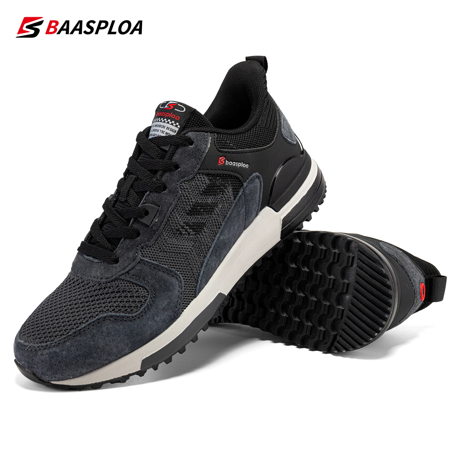 Baasploa-Zapatillas deportivas de malla para hombre, zapatos informales transpirables, ligeros, con cordones, antideslizantes, para caminar