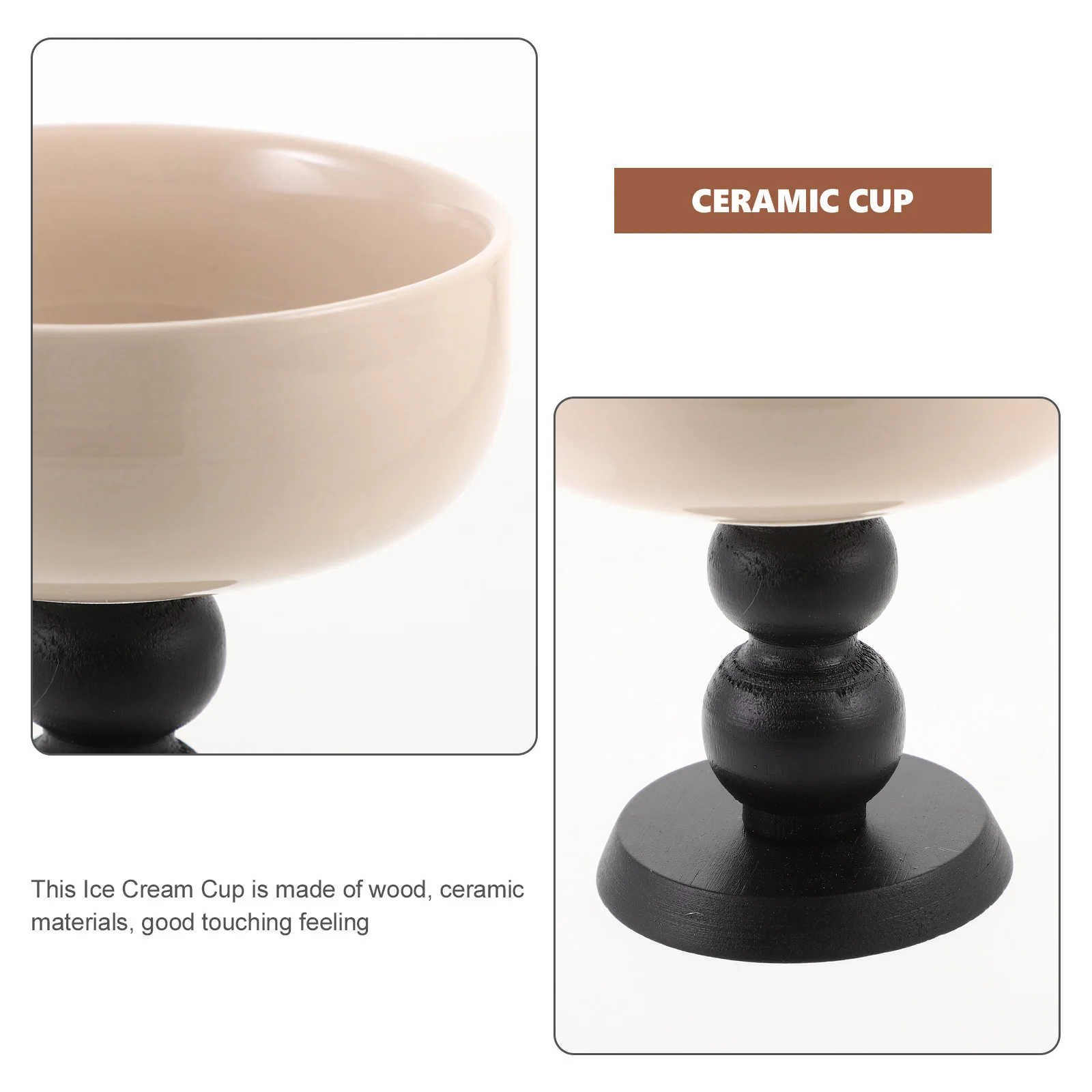 

Decorative Bowl Dessert Cups for Desserts Ice Cream Bowls Wooden Dish Round High Footed