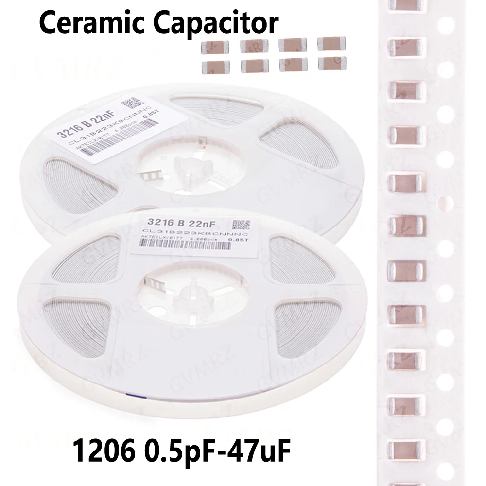 1reel 2000/4000pcs 1206 0.5pF-47uF 10NF 100NF SMD Thick Film Chip Multilayer Ceramic Capacitor  1UF 2.2UF 4.7UF 10UF 1PF
