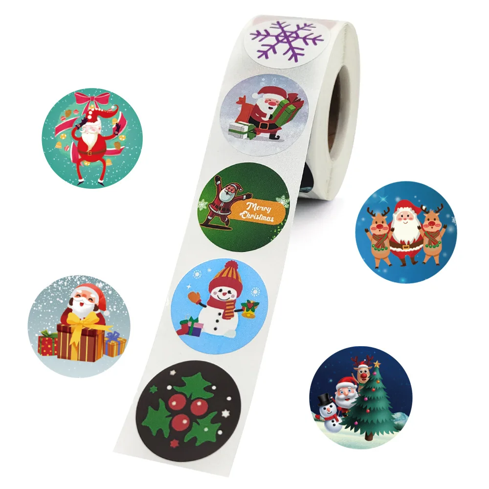 A Roll Of Merry Christmas Stickers Christmas Theme Seal Labels Stickers For DIY Gift Baking Package Envelope Stationery