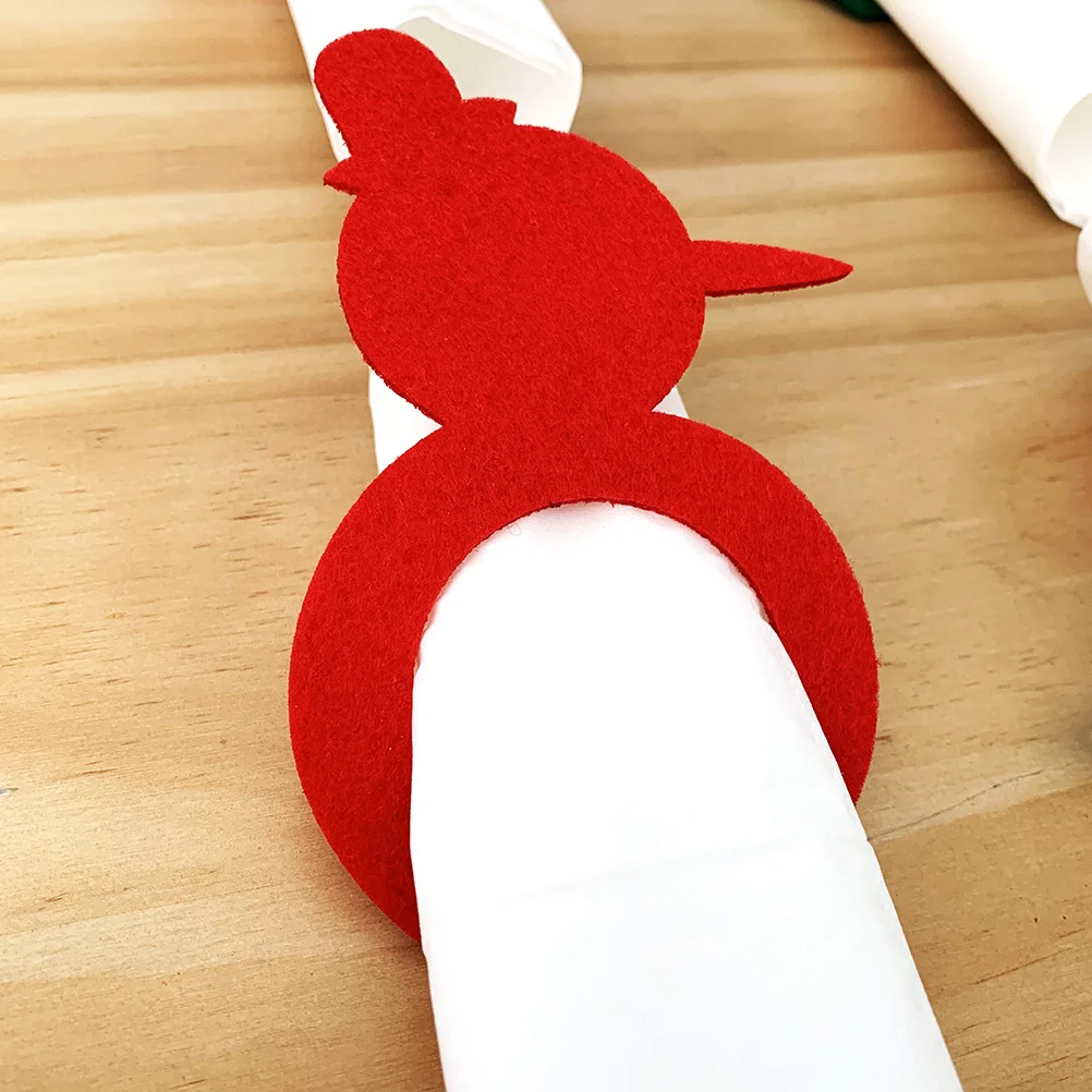 

6 Pcs Napkin Rings Buckles Hat Christmas Napkin Holders Tree Elk Snowman Gift Serviette Holders