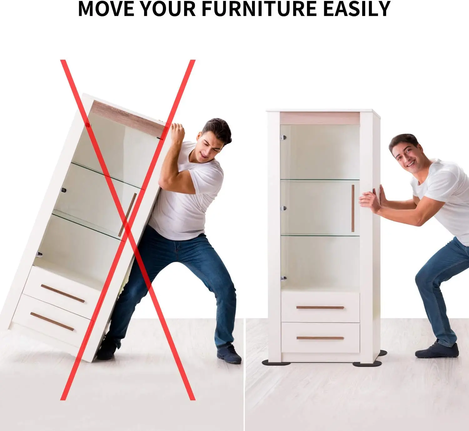 Reutilizável Feltro Móveis Slider, Anti Scratch, Anti Slip Floor Protect, Easy Move, Heavy Duty, Sofá-cama Mesa Desk para tapete, 8pcs