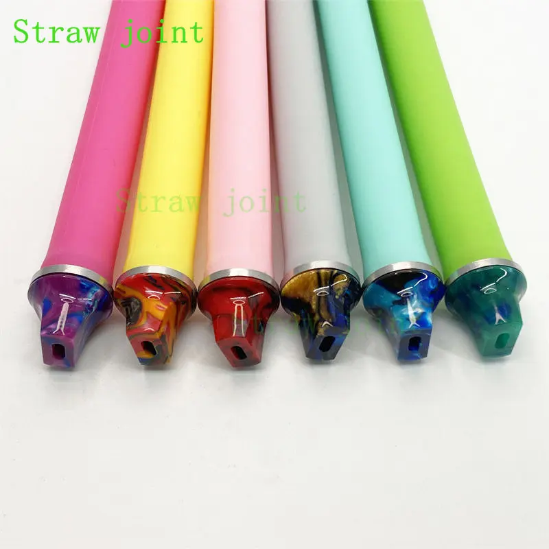 10PCS 810 Random Color Stainless Steel Resin Straw Joint