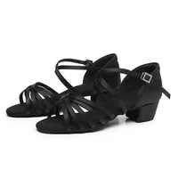 Filles chaussures de danse pour dames salle de bal latine enfants/enfants Tango Salsa chaussures de danse latine talon bas Salsa chaussures d'entraînement 4
